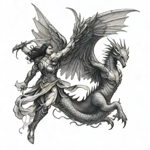 Archangel Fighting A Dragon