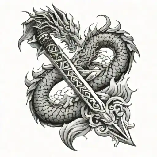 Sword And Japan Dragon