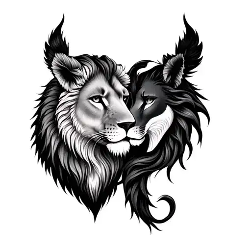 Leo And Scorpio Boyfriend Girlfriend Tattoo Design