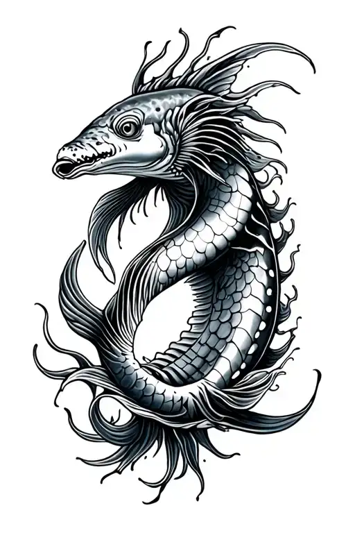 Sea Animal Themed Tattoo Design Incorporating Elements