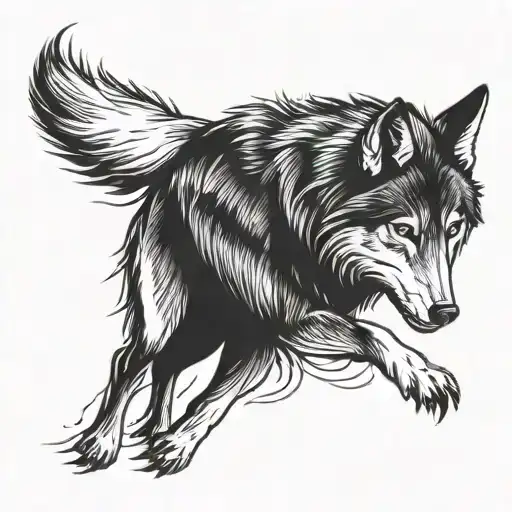 Black And White Wolf Featuring The Letters Iii