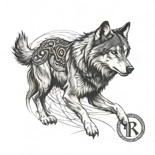 Black And White Wolf With Roman Numeral Iii