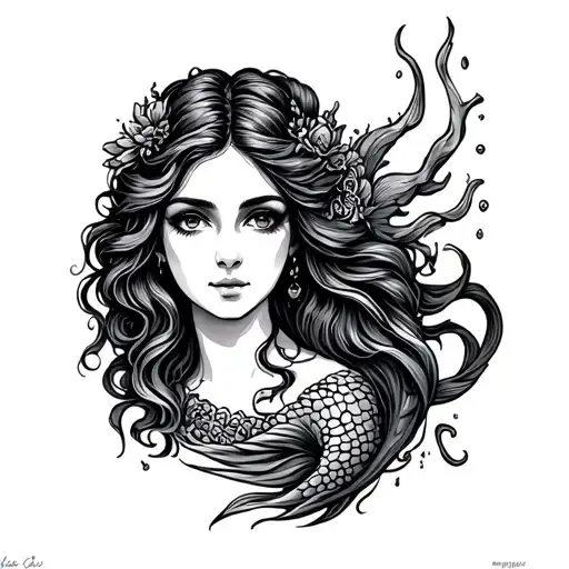 Traditional Lady Head As A Mermaid