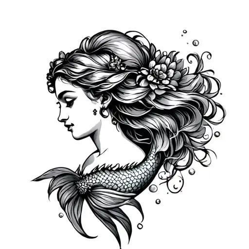 Traditional Lady Head As A Mermaid