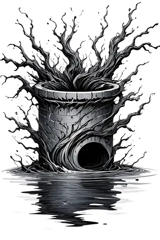 Black Water Flowing From A Dry Well