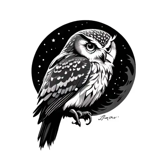 Owl And Moon