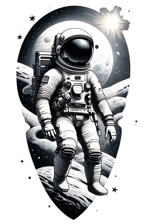 Astronaut Floating In Space Patchwork Sleeve