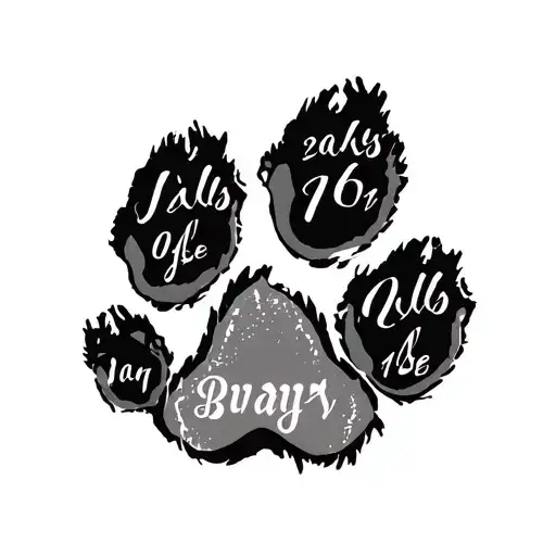 Paw Print With Name And Date