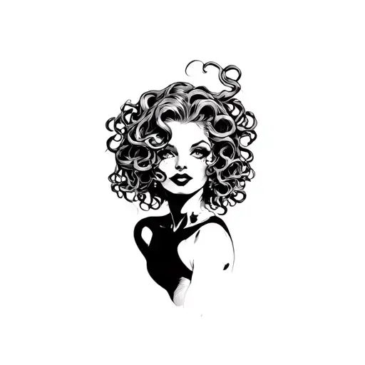 Black And White Medusa In Pin Up Girl Style For The Thigh
