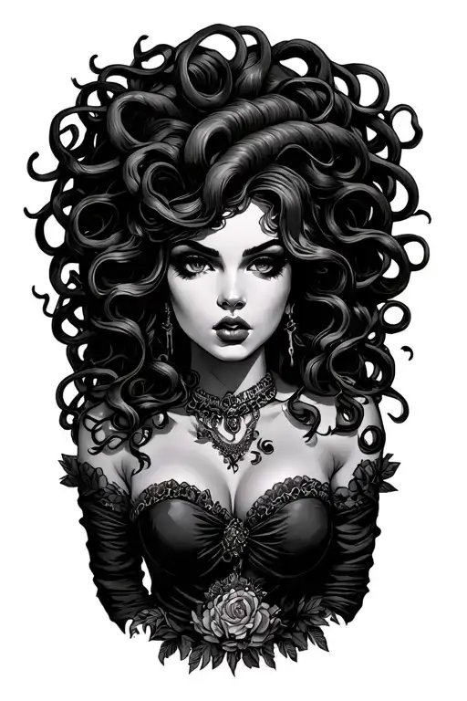 Medusa In Pin Up Girl Style For The Thigh