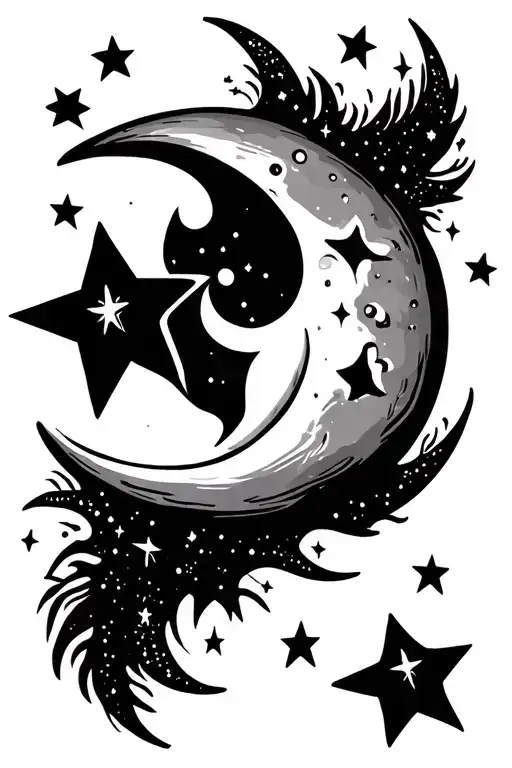 Moon Surrounded By Stars