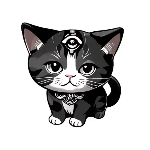 Cute Chinese Lucky Cat With Evil Eye