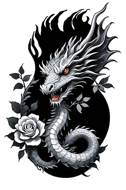 Long Dragon With Roses