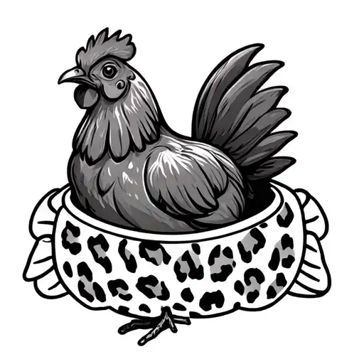 Chicken With Leopard Print Inside Cartoon