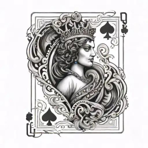 Queen Of Spades Playing Card Where The Queen Is A Greek Statue
