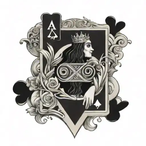 Queen Of Spades Playing Card Where The Queens Are Greek Statues