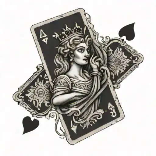 Queen Of Spades Playing Card Where The Queens Are Greek Marble Statues