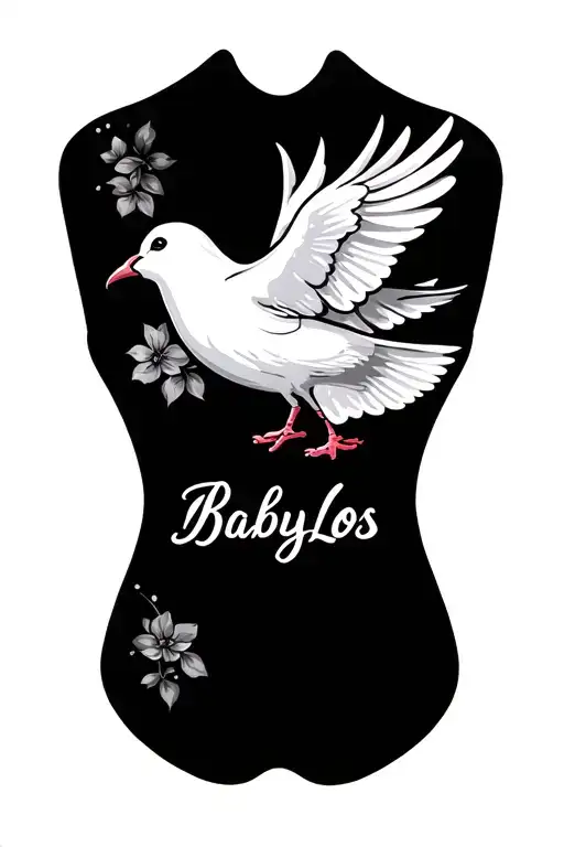 White Dove Body Shaped With The Name Babylos