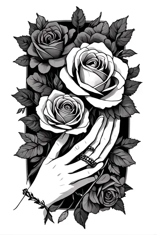 Handfasting Forme Branche Et Rose Intertwined