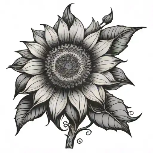 One Sunflower Plants With Maori Tribal