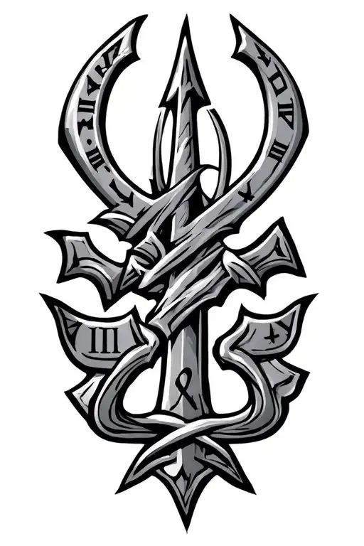 Cool Greek Trident With Roman Numerals