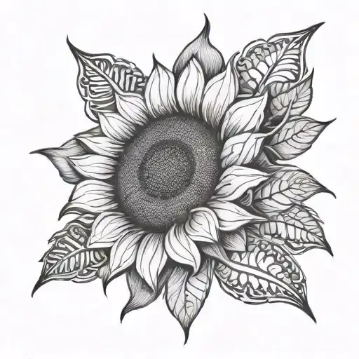 One Sunflower With Maori Pontilism