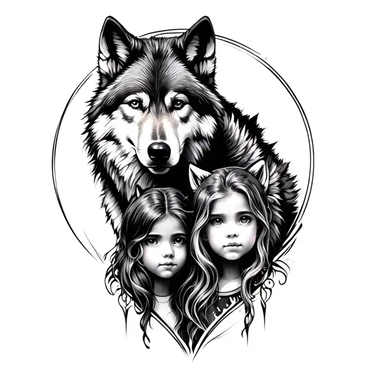 Father Woth 2 Daughters Wolf