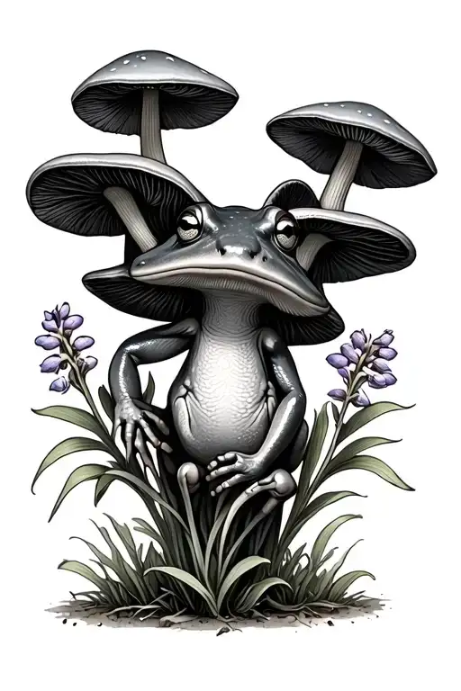 Mushroom Frog Lupines