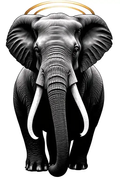Elephant With Halo Symbolizing The Client's