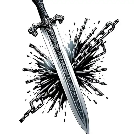 Sword And Chains Breaking And Bursting