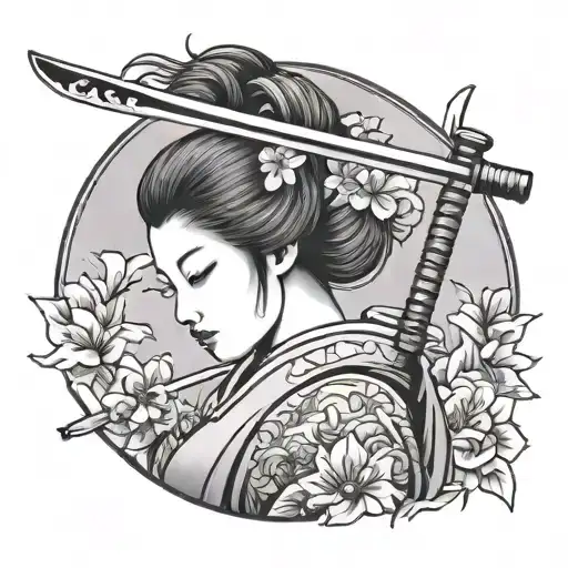 Geisha Holding A Katana