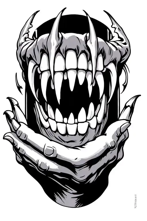 Hand Holding Teeth Claws