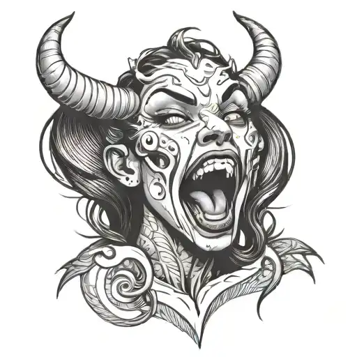 Seductive Demon Woman With Tongue Out