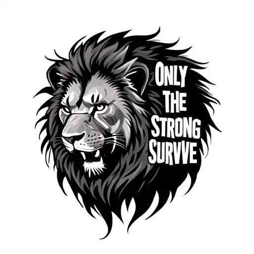 Only The Strong Survive Text With A Lion An Ripped Skin