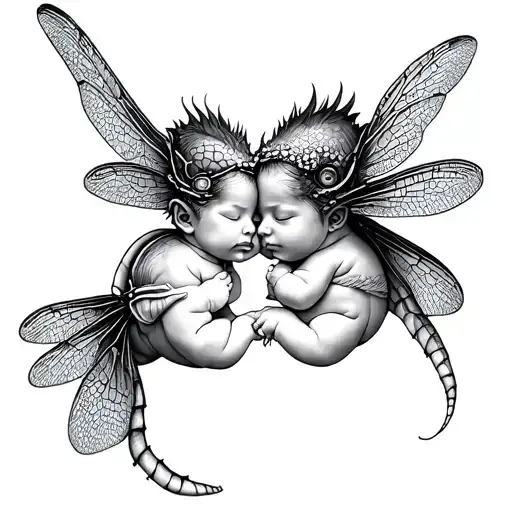 Twin Angle Babies And Dragon Flies