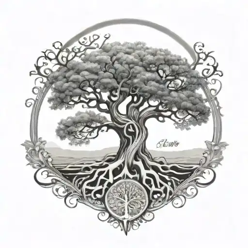 Tree Of Life With Family Spelled Out In The Roots For The Tree