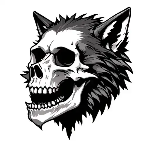 Skull Wearing Wolf Head