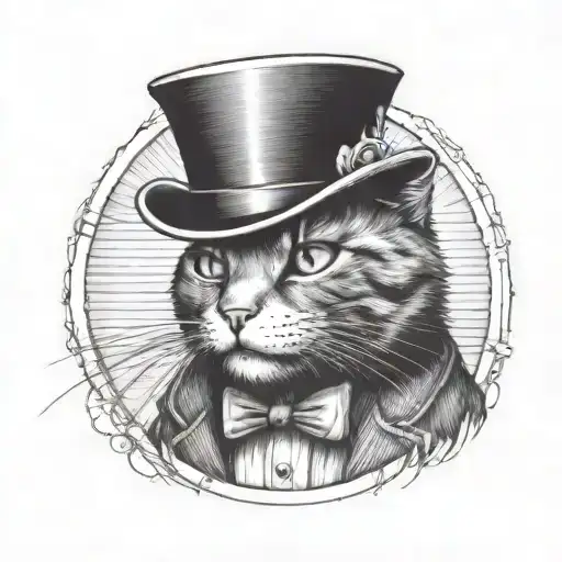 Scared Alley Cat Wearing A Tophat
