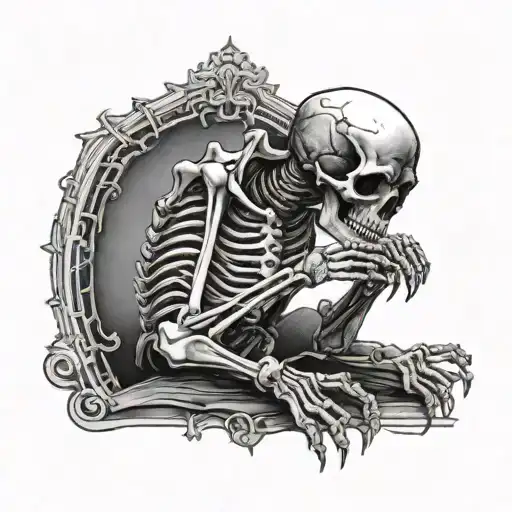 Design A Tattoo Featuring A Praying Skeleton