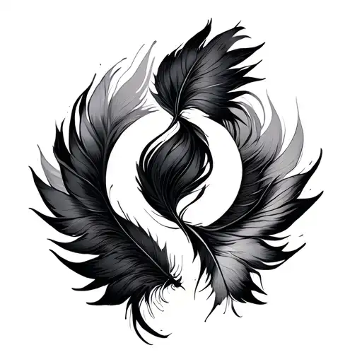 Lezann & Dirk In Infinit Symbol Incorporated With Feather Beneath