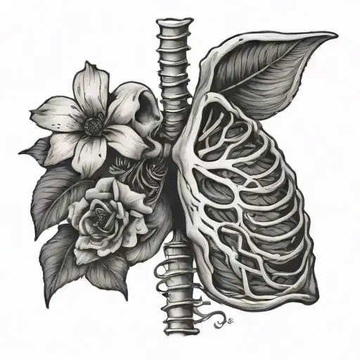 Rib Cage With Flower Lungs