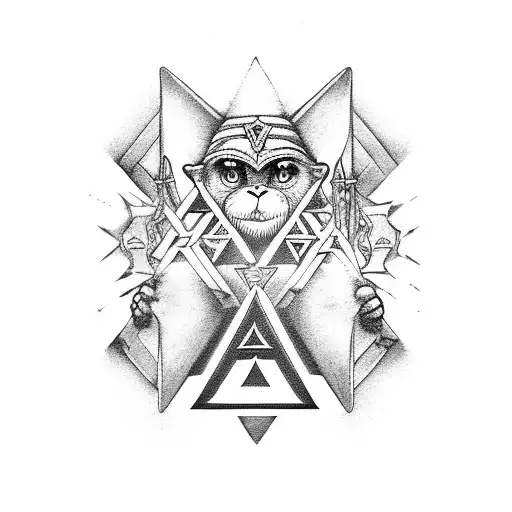 Tarot Card The Three Wise Monkeys And Zelda Triforce