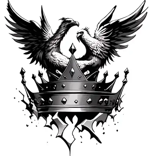 Broken Crown With Phoenix Rising Out Of It