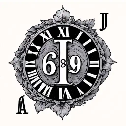 Roman Numeral Of 6 And 9 With Initial Of A And J