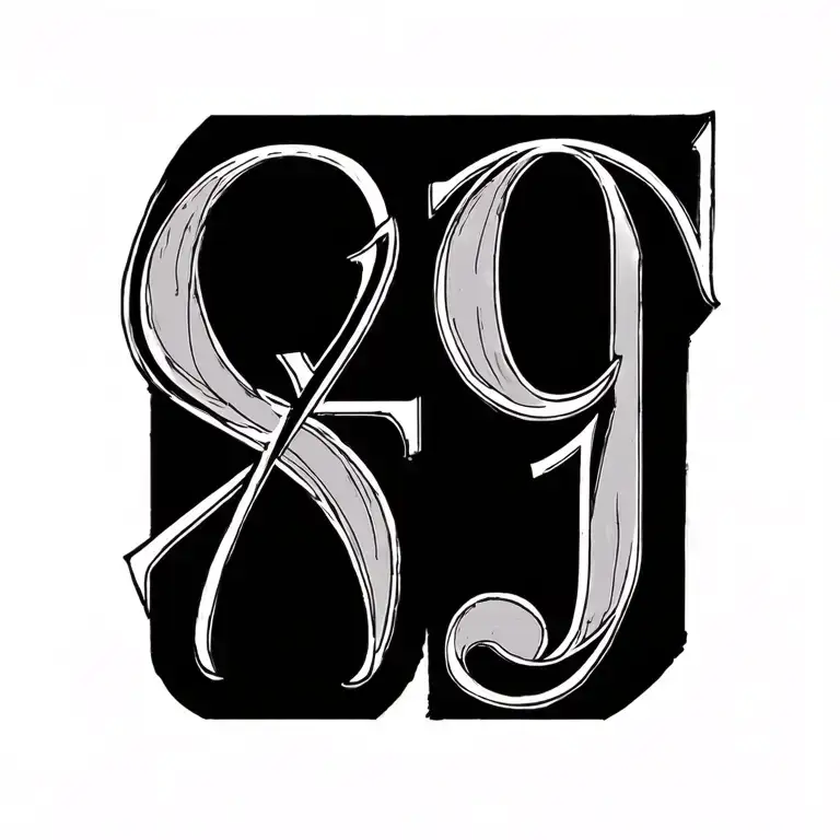 Roman Numeral Of 6 And 9 With Initial Of A And J