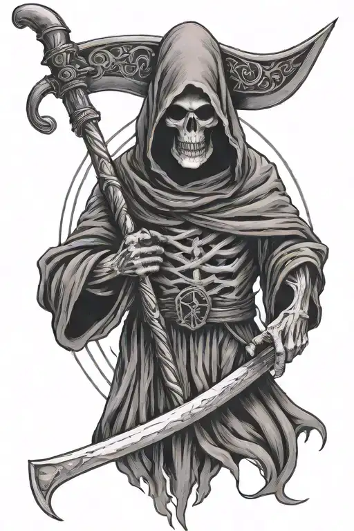 Grim Reaper Holding A Scythe