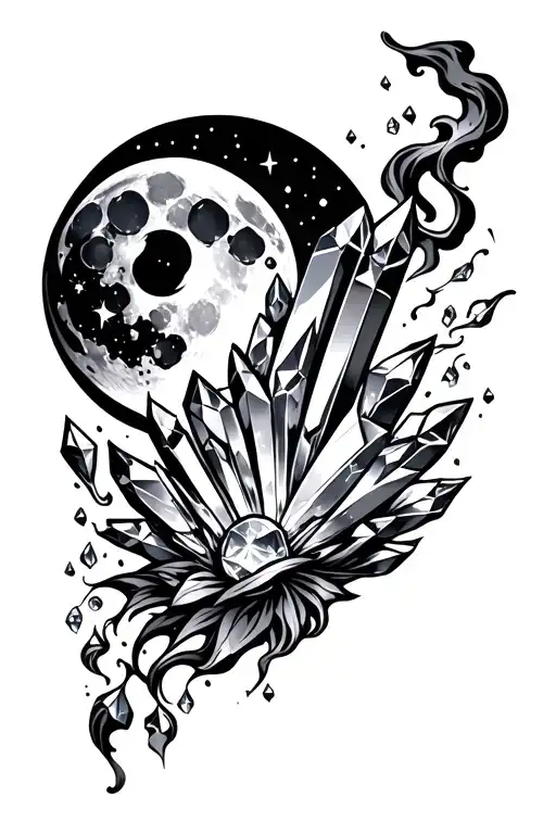 Crystals Witchy Moon Smoke Rising