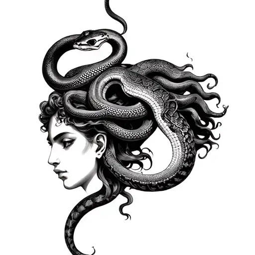 Libra And Medusa With Snake On Head