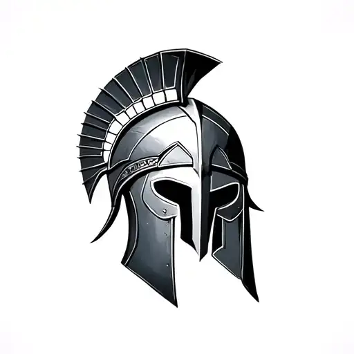 Spartan Helmet Surrounded Realistic Black And Grey