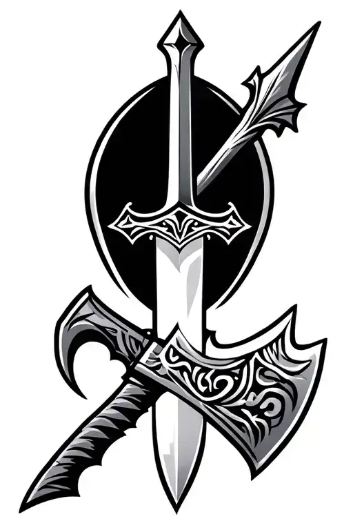 Arabic Saber With Fine Features And Arrow Ridges And Axe And Ornament